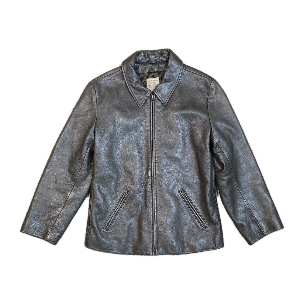 Abercrombie & Fitch Leather Jacket‎ Womens M Vintage 90s Brown Zip Minimal
